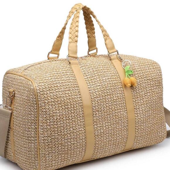 Coastal Escape Straw Weekender Bag Natural - Picture 3 of 5